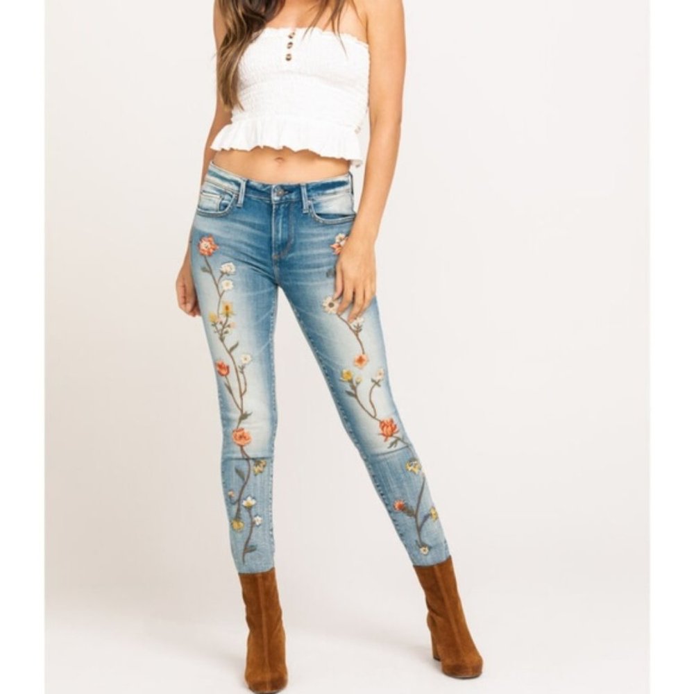DRIFTWOOD JACKIE COPPER VINE EMBROIDERED JEANS